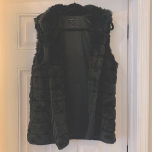Talbots black faux fur vest